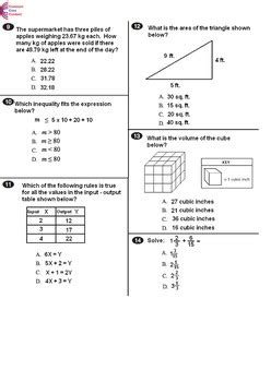 Combo All Exams 5th Grade Maths with Answers (for marking) Louisianna Believes 2013-4 Grade 5 Mathematics Tests - 3 parts, 50 multichoice and 2 long-form. . 6th grade math state test 2022 answer key
